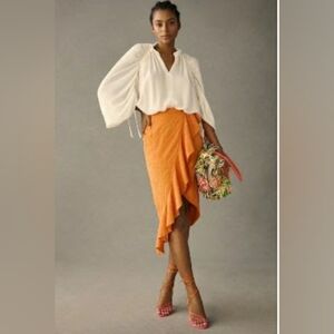 Maeve Slim Ruffle Wrap Skirt